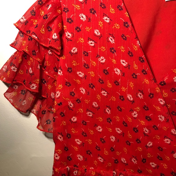 Madewell Red Baby Doll Blouse - Picture 2 of 4